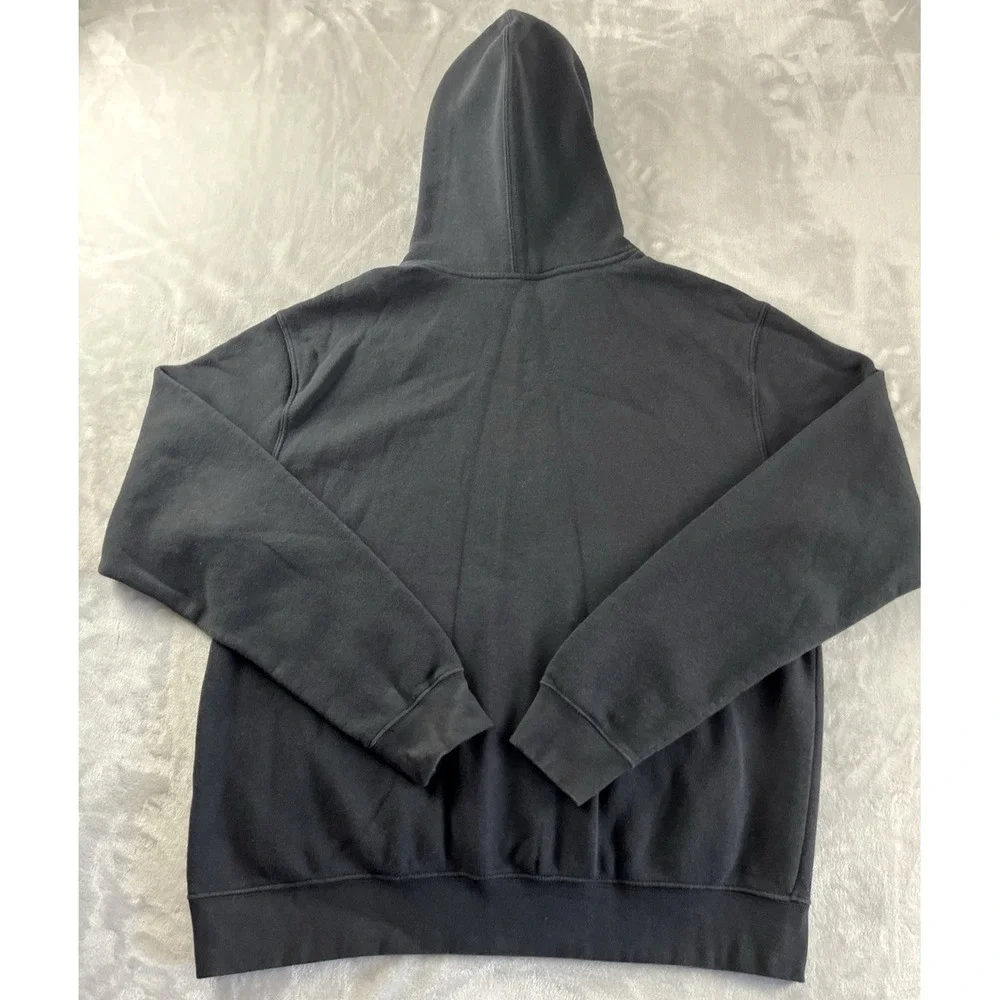 Adidas Hooded Men Large Black Fleece Trefoil Kangaroo ADIDAS Graphic Sweatshirt